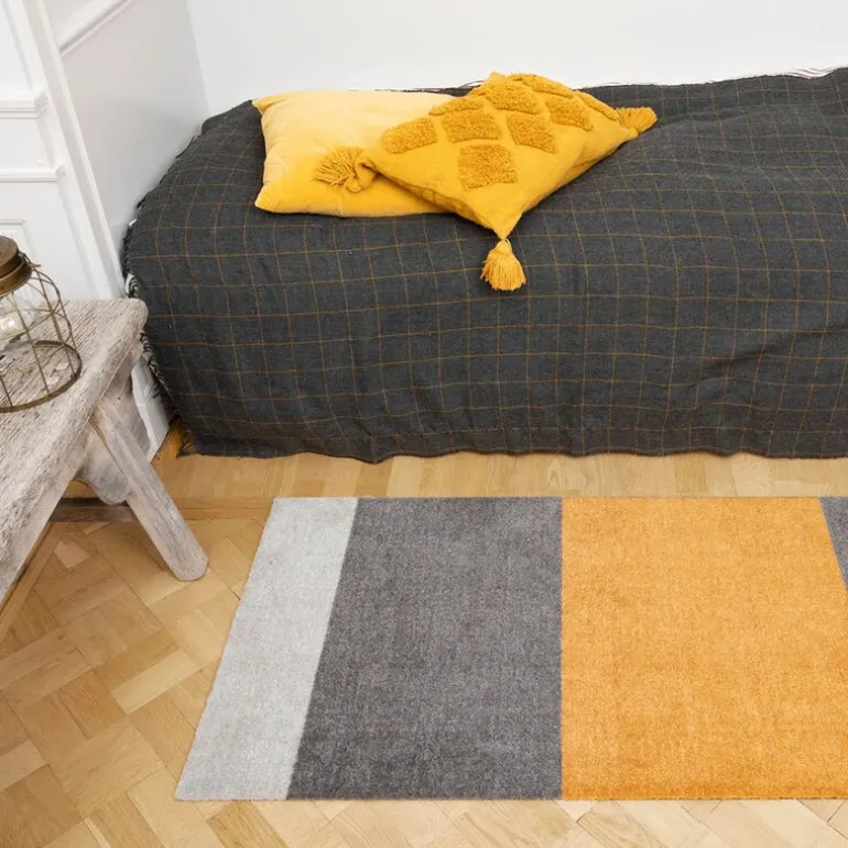 Stripes horisontal gulvmatte 90x60 cm dijon/grey
