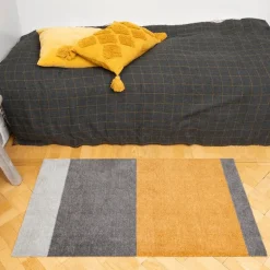 Stripes horisontal gulvmatte 120x67 cm dijon/grey