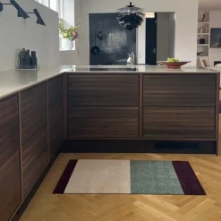 Stripes horisontal gulvmatte 120x67 cm bordeaux/green/ivory