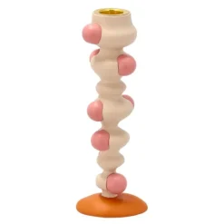 Styles lysestake m/ klumper 18 cm offwhite/rosa