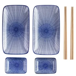 Sushisett for to personer blå/hvit