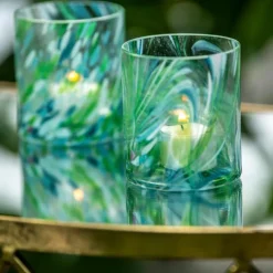 Swirl drikkeglass/lykt 35 cl grønn multi