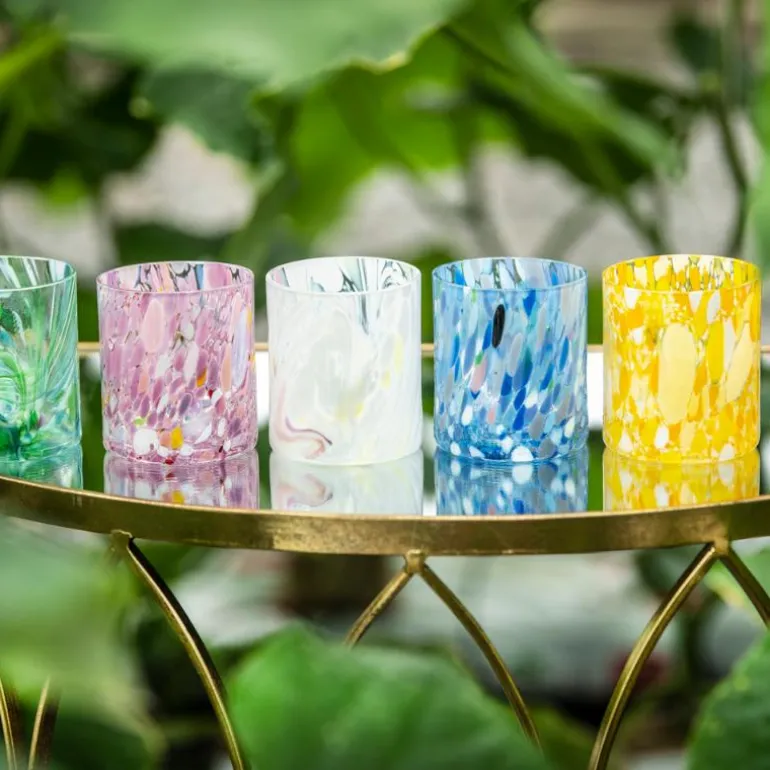 Swirl drikkeglass/lykt 35 cl gul multi