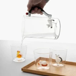 Tabby Cat vannglass 35 cl katt grå hale