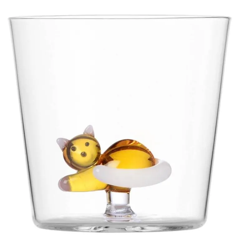Tabby Cat vannglass 35 cl katt med hvit hale