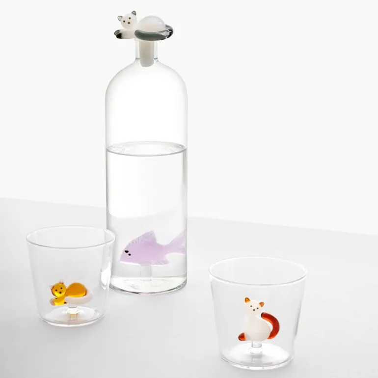 Tabby Cat vannglass 35 cl katt med hvit hale