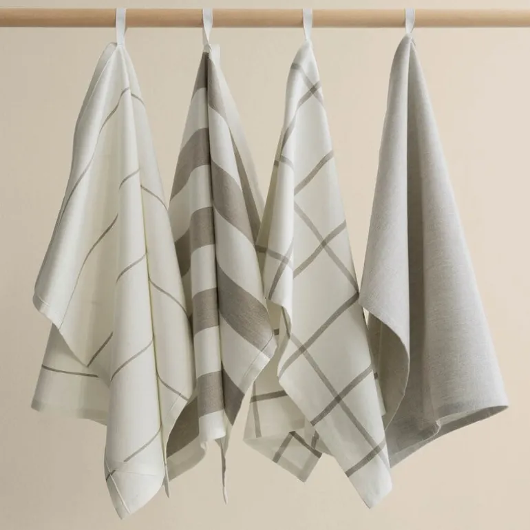 Taulo kjøkkenhåndkle 70x50 cm 2 stk hvit/beige rutet