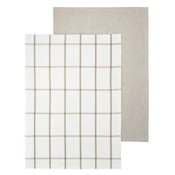 Taulo kjøkkenhåndkle 70x50 cm 2 stk hvit/beige rutet