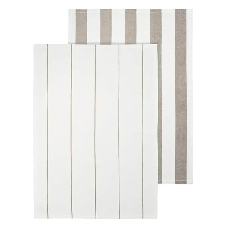 Taulo kjøkkenhåndkle 70x50 cm 2 stk hvit/beige stripet