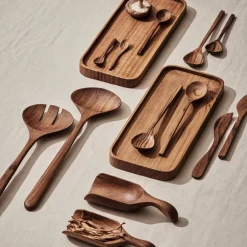 Teak smørkniv sett 2 deler 18 cm