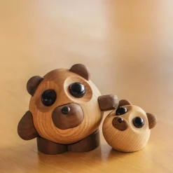 Teddy bjørn trefigur 8 cm ask/valnøtt
