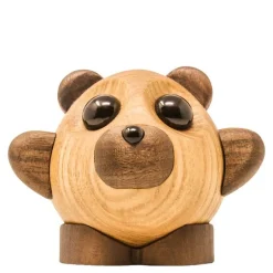 Teddy bjørn trefigur 8 cm ask/valnøtt
