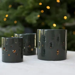 Telysholder 10 cm grantrær grønn