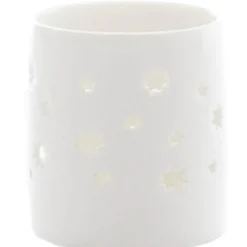 Telysholder stjerne liten 6,5x7,5 cm hvit