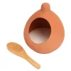 Terracotta saltkar med skje 9 cm