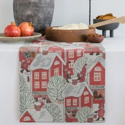 Tomtebyn  løper 35x120 cm rød
