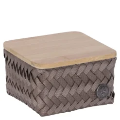Top Fit Tiny oppbevaringskurv m/lokk 13x13x8 cm taupe