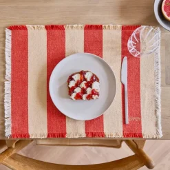 Toppu bordbrikke 48x36 cm 2 stk red/offwhite