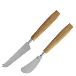 Treskaft knivsett ost-og smørkniv 2 stk eik