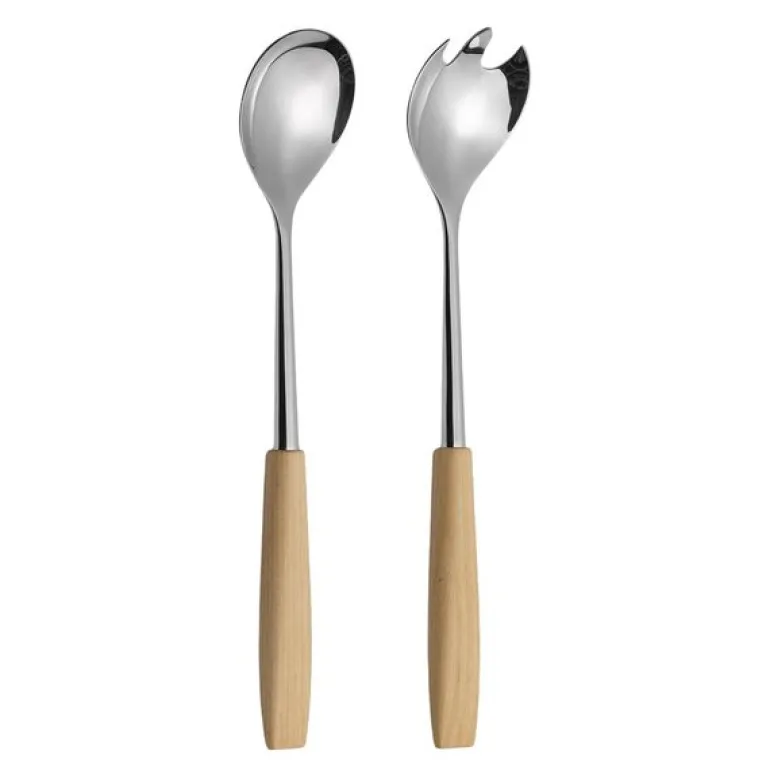 Treskaft salatbestikk 24,7 cm 2 deler bjørk