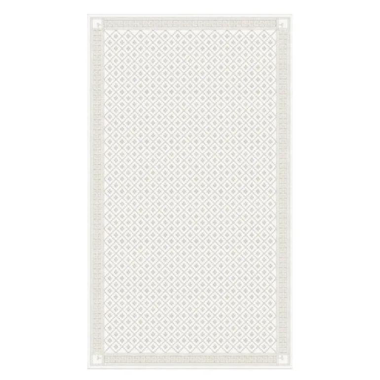 Åttebladrose bordduk 150x310 cm beige