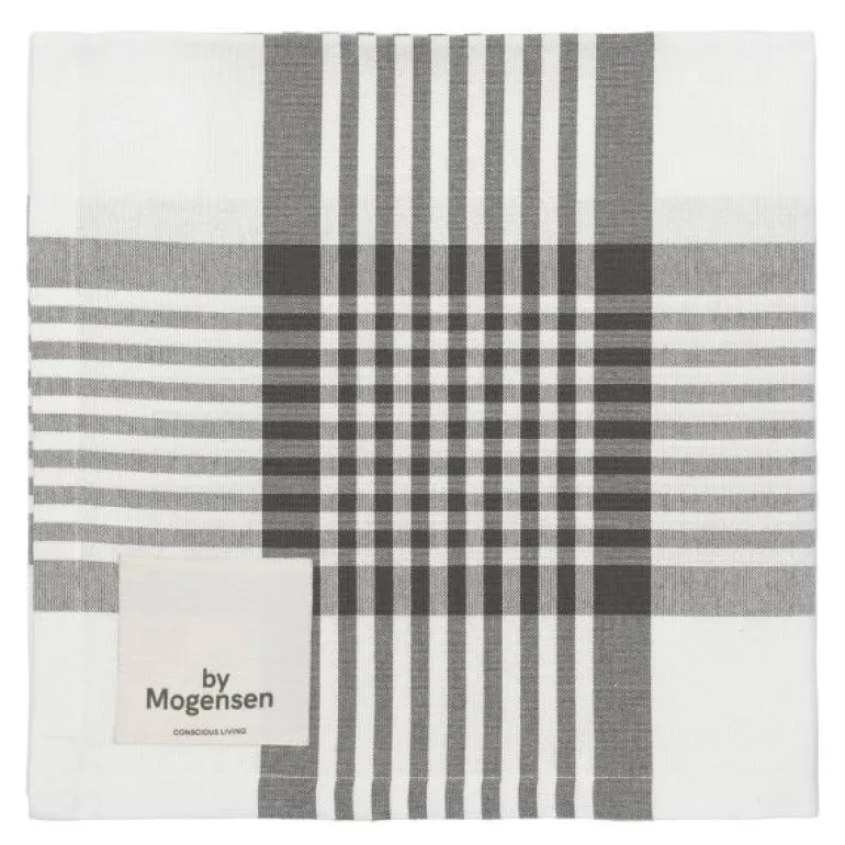 Tøyserviett 55x55 cm large checks hvit