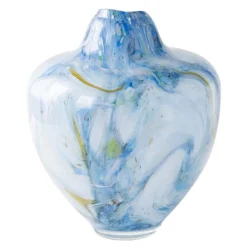 Unik skulptur kunstglass L 31 cm blå multi