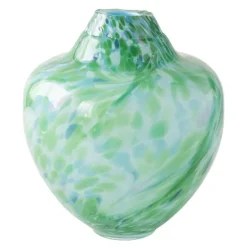 Unik skulptur kunstglass M 24 cm grønn multi