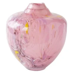 Unik skulptur kunstglass M 24 cm rosa multi