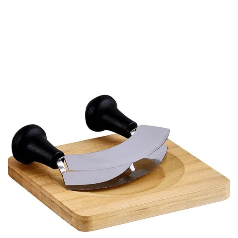Urtehakkebrett med hakkniv 16 cm bambus