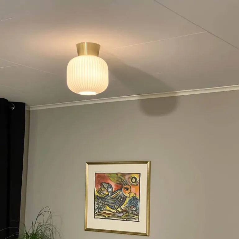 Vanja plafond 20 cm hvit/matt messing