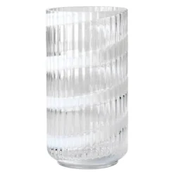 Vase munnblåst glass 20,5 cm swirl white