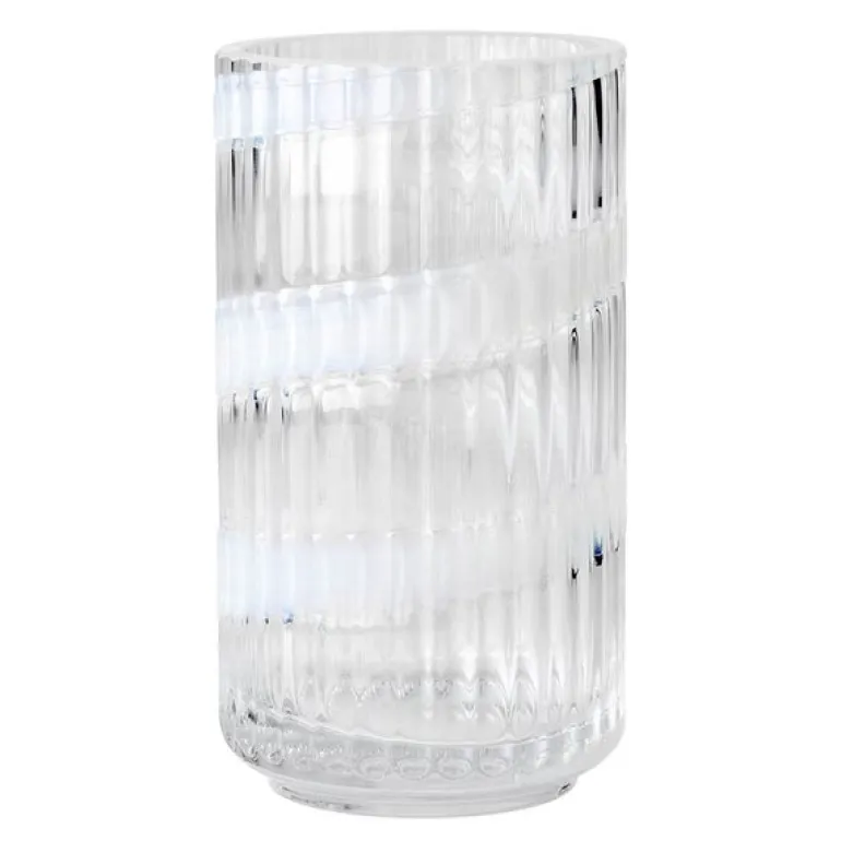 Vase munnblåst glass 15,5 cm swirl white