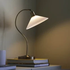Vela bordlampe 49 cm antique messing/hvit