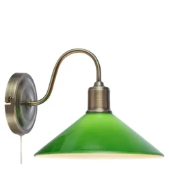 Vela vegglampe 21 cm antique messing/grønn
