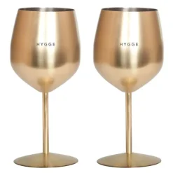 Vinglass stål HYGGE 45 cl 2 stk gull