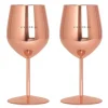 Vinglass stål LYKKEDRIKK 45 cl 2 stk roségull