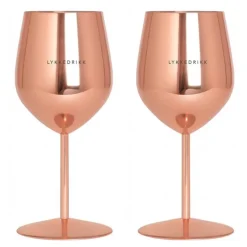 Vinglass stål LYKKEDRIKK 45 cl 2 stk roségull