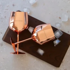 Vinglass stål LYKKEDRIKK 45 cl 2 stk roségull