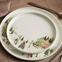 Vinter tallerken flat rett kant 20 cm Ildfast porselen hvit
