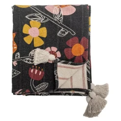 Vivielle pledd 160x130 cm blomster mørk