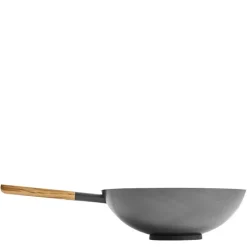 Vulcano wokpanne 36 cm karbonstål/eik