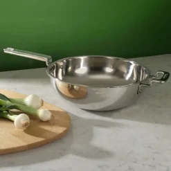 316 wokpanne med lokk 28 cm rustfritt stål