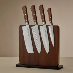 Wood santokukniv m/ luftlommer 16,5 cm blank/tre