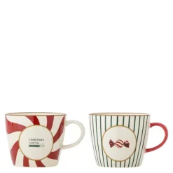 Yule krus 38 cl 2 stk natur/julemotiv