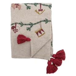 Yule pledd 160x130 cm natur/julemotiv